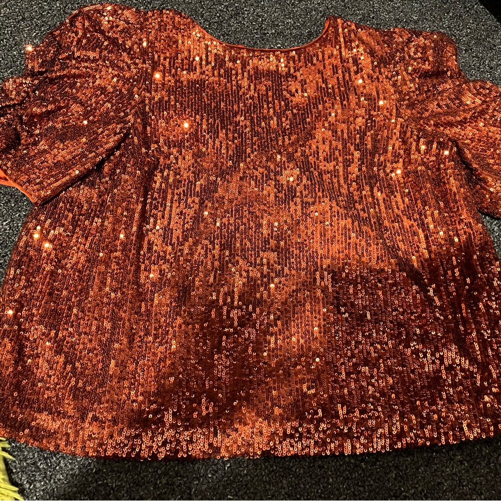 anthropologie marie copper sequin blouse